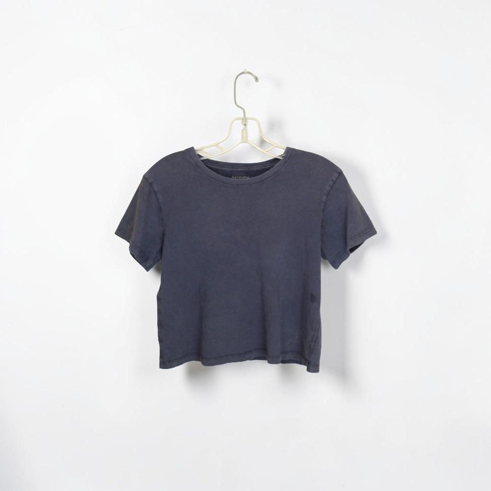 Athleta Women's Navy Blue Organic Cotton Short Sleeve Crop T-Shirt‎ Size S